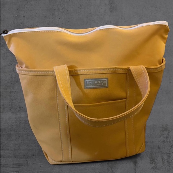 L. L. Bean Rare Color Yellow Canvas Boat and Tote Bag - Picture 3 of 13